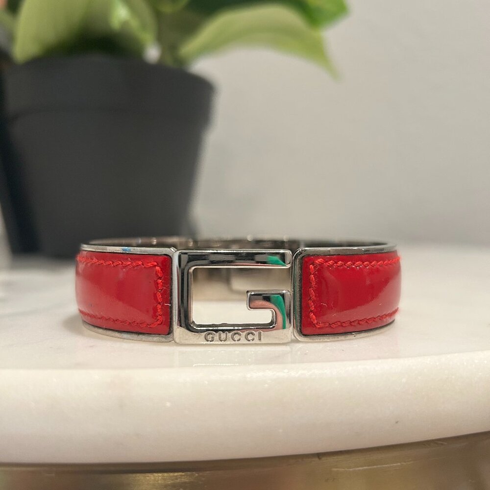 Gucci Silver & Red Bangle